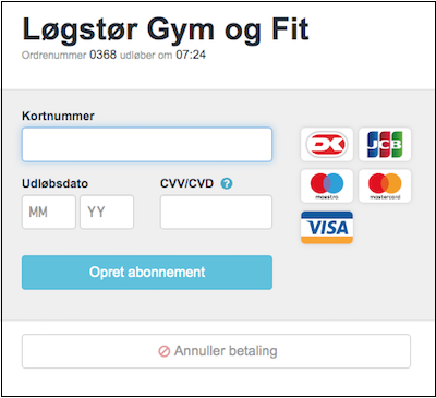 Tilmeld betalingskort