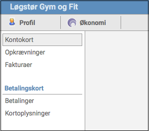 Menupunktet kontokort