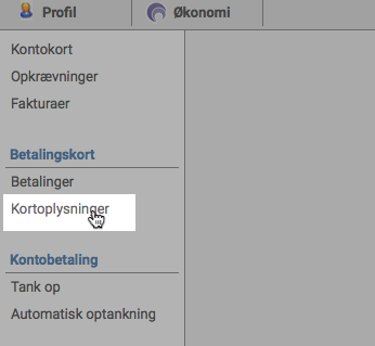 Menupunktet økonomi