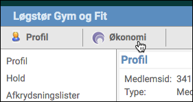 Menupunktet økonomi